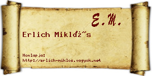 Erlich Miklós névjegykártya