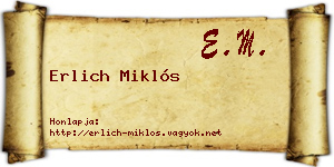 Erlich Miklós névjegykártya